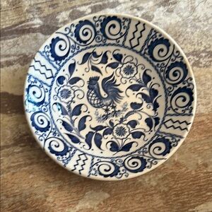 Vintage Johnson Brothers Ironstone Chanticleer Blue and White China Bowl 5.25"